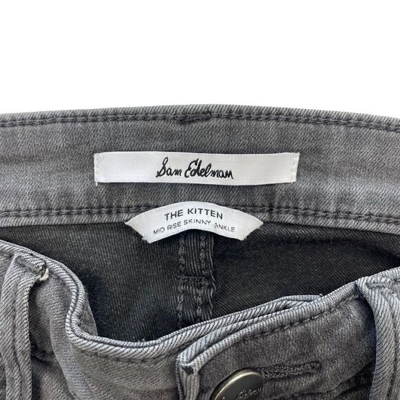 SAM EDELMAN The Kitten Mid Rise Skinny Ankle Smoky Gray Denim Skinny Jeans Sz 29 - Picture 4 of 8